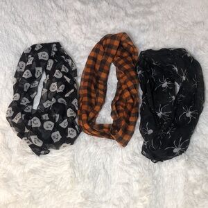 Halloween Scarfs Ghost 👻 Buffalo Plaid Orange & Black 🧡🖤🧡 Spider 🕷️ 3 Pack